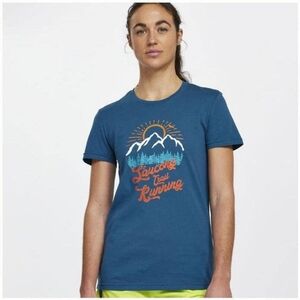 NWT Saucony Women's Size Large "Rested" Dark Teal Blue Trail Running Tshirt